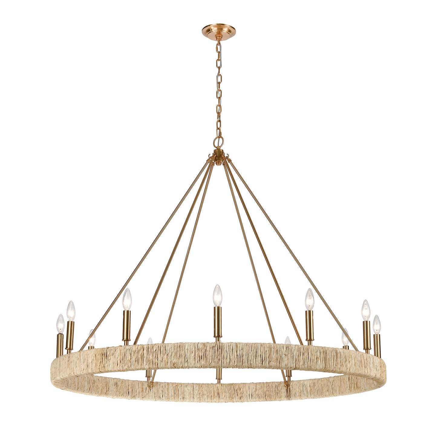 Abaca 12-Light Chandelier in Satin Brass ELK Lighting | Chandeliers | Modishstore