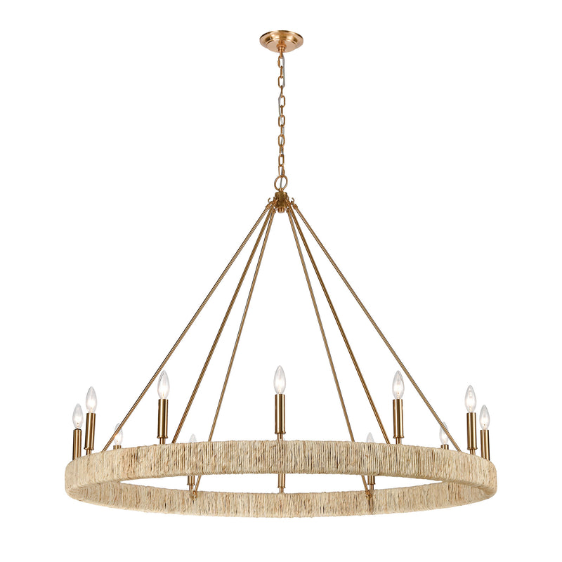 Abaca 12-Light Chandelier in Satin Brass ELK Lighting | Chandeliers | Modishstore