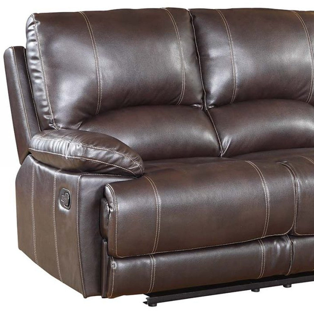 41" Stylish Brown Leather Loveseat By Homeroots | Loveseats | Modishstore - 3