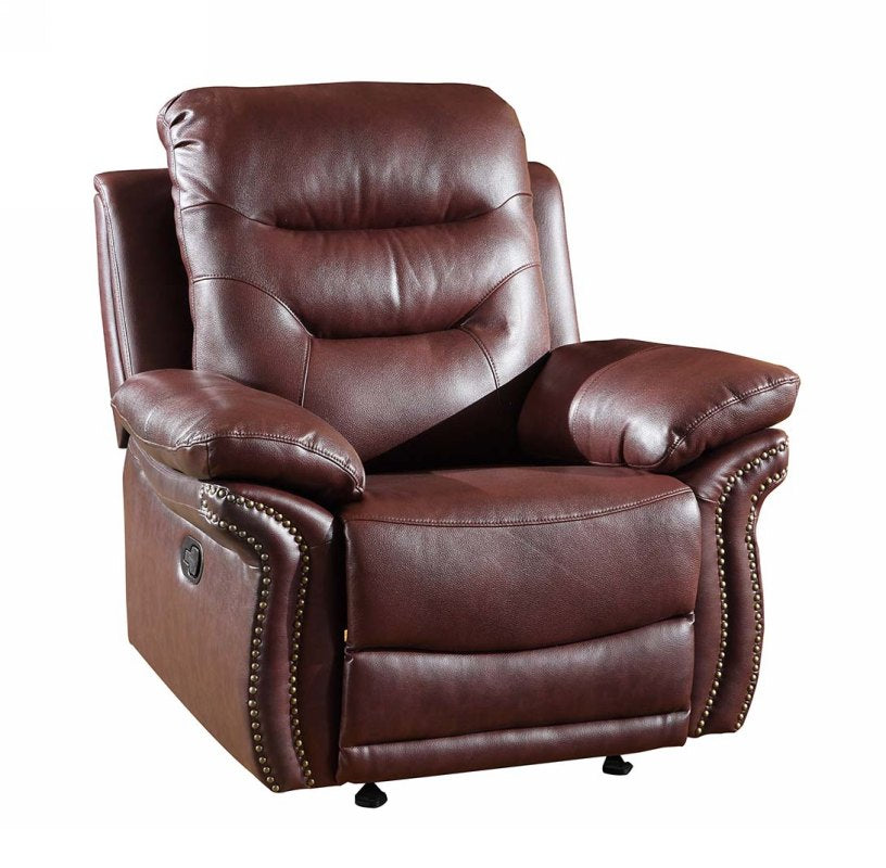 44" Burgundy Comfortable Leather Recliner Chair By Homeroots | Recliners | Modishstore