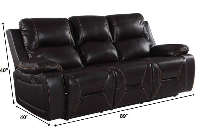 124" Classy Brown Leather Sofa Set By Homeroots | Sofa Set | Modishstore - 2