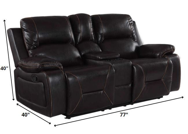 124" Classy Brown Leather Sofa Set By Homeroots | Sofa Set | Modishstore - 3