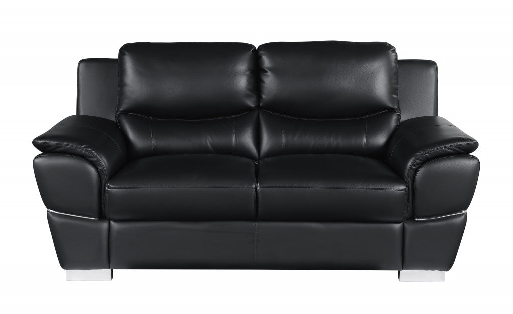 112 Chic Black Leather Sofa Set By Homeroots Modish Store