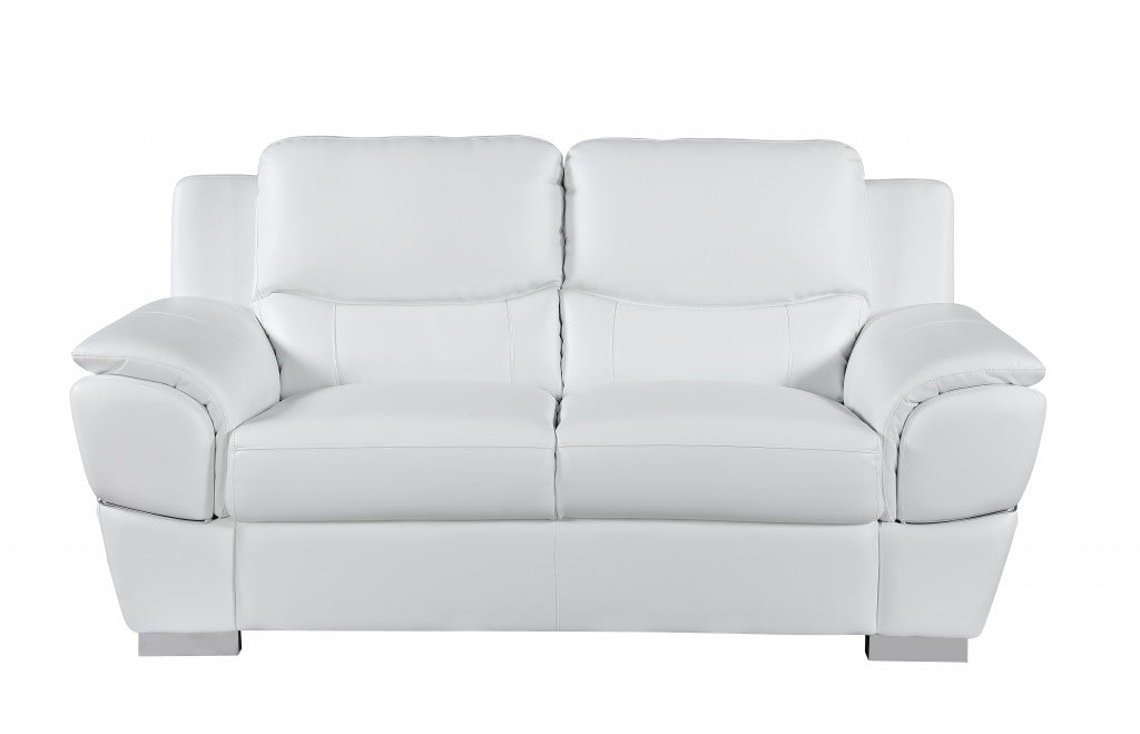 Chic White Leather Sofa Set By Homeroots | Sofa Set | Modishstore - 4