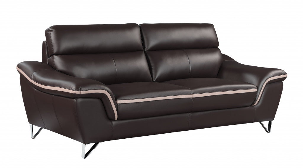 36" Charming Brown Leather Sofa By Homeroots | Sofas | Modishstore - 2