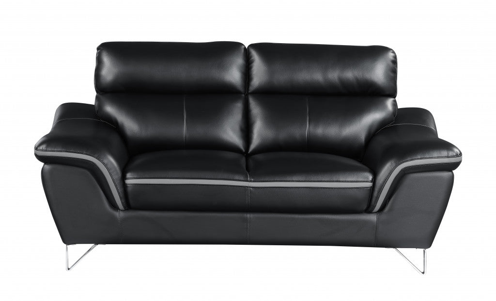 108" Charming Black Leather Sofa Set By Homeroots | Sofa Set | Modishstore - 4