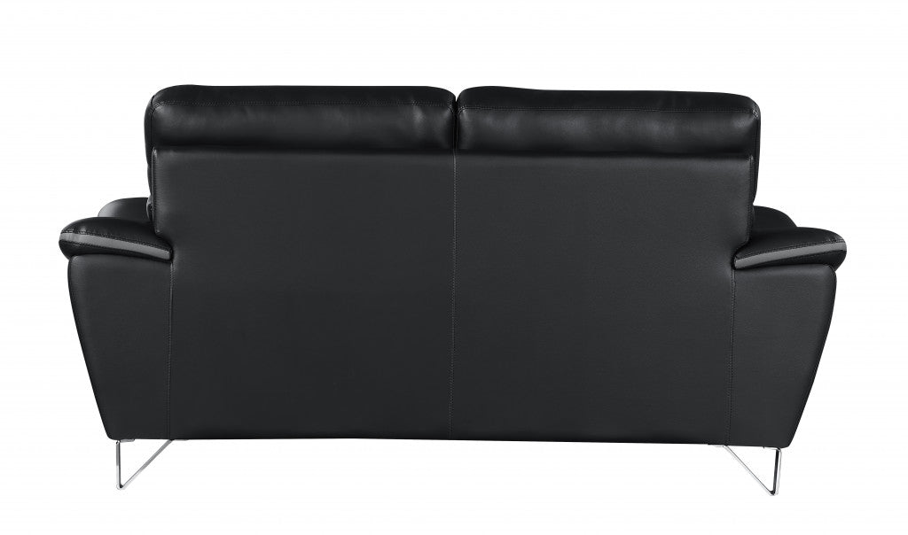 108" Charming Black Leather Sofa Set By Homeroots | Sofa Set | Modishstore - 5