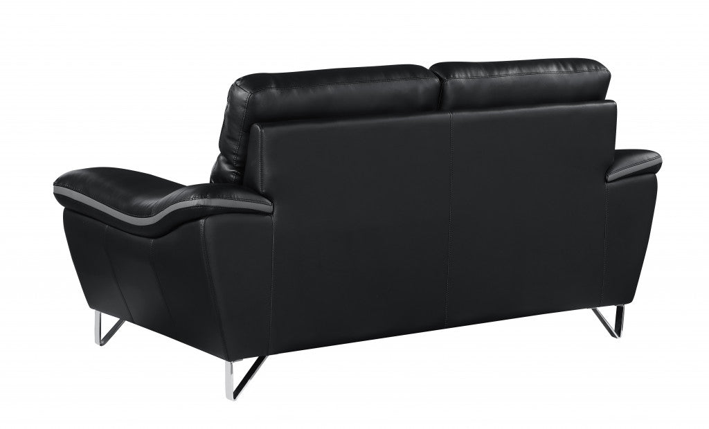 36" Contemporary Black Leather Loveseat By Homeroots | Loveseats | Modishstore - 4