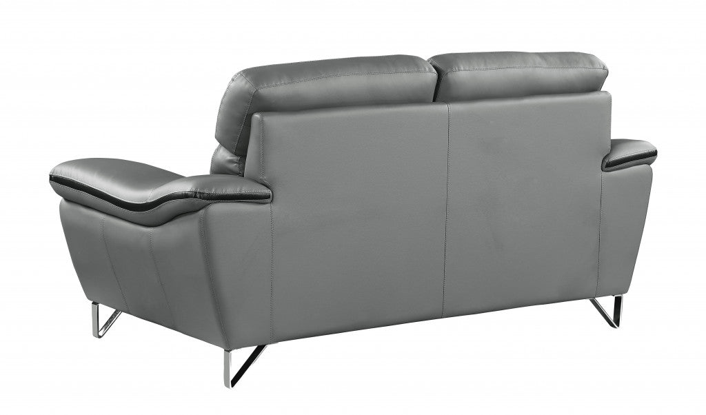 36" Charming Grey Leather Sofa By Homeroots | Sofas | Modishstore - 3