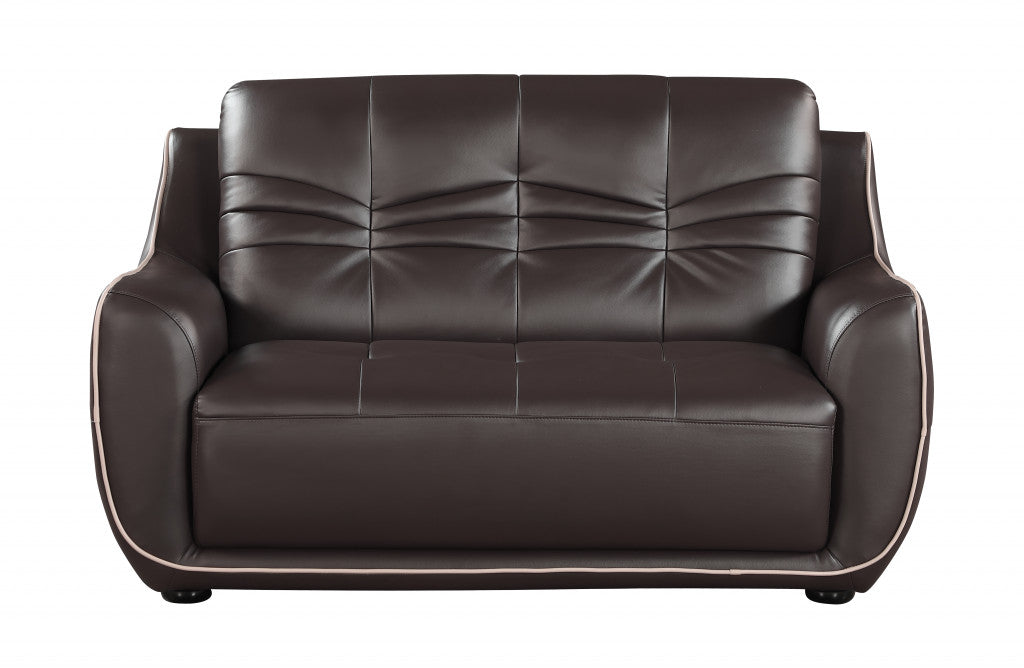 108" Elegant Brown Leather Sofa Set By Homeroots | Sofa Set | Modishstore - 4