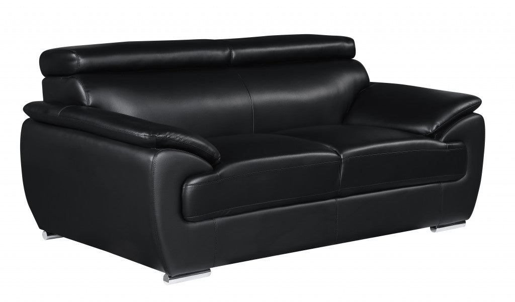 Captivating Black Leather Loveseat By Homeroots | Loveseats | Modishstore - 2