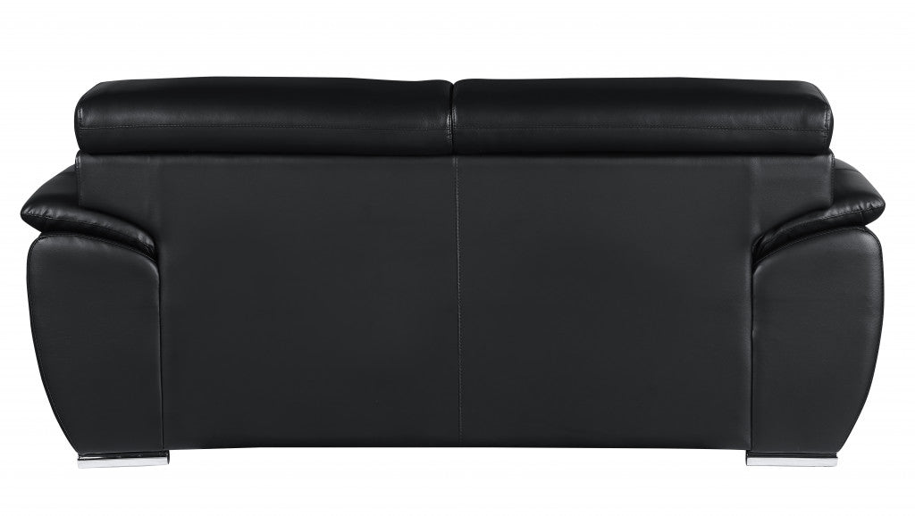 Captivating Black Leather Loveseat By Homeroots | Loveseats | Modishstore - 3