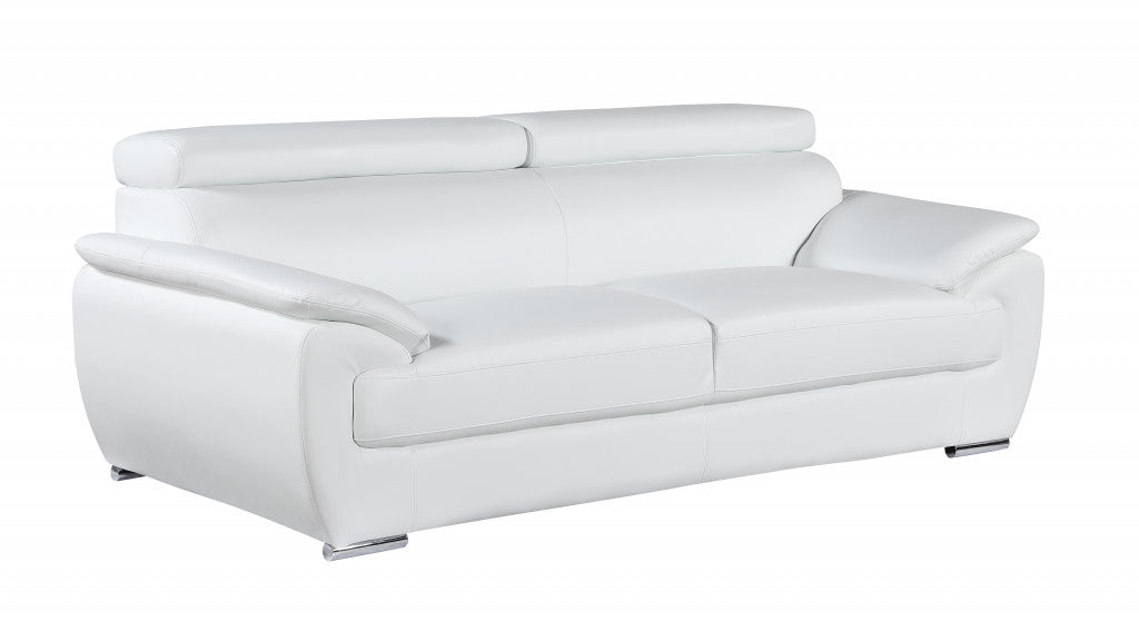 86" Captivating White Leather Sofa By Homeroots | Sofas | Modishstore - 2