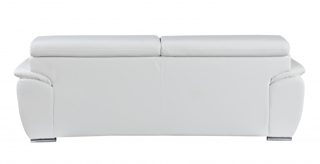 86" Captivating White Leather Sofa By Homeroots | Sofas | Modishstore - 3