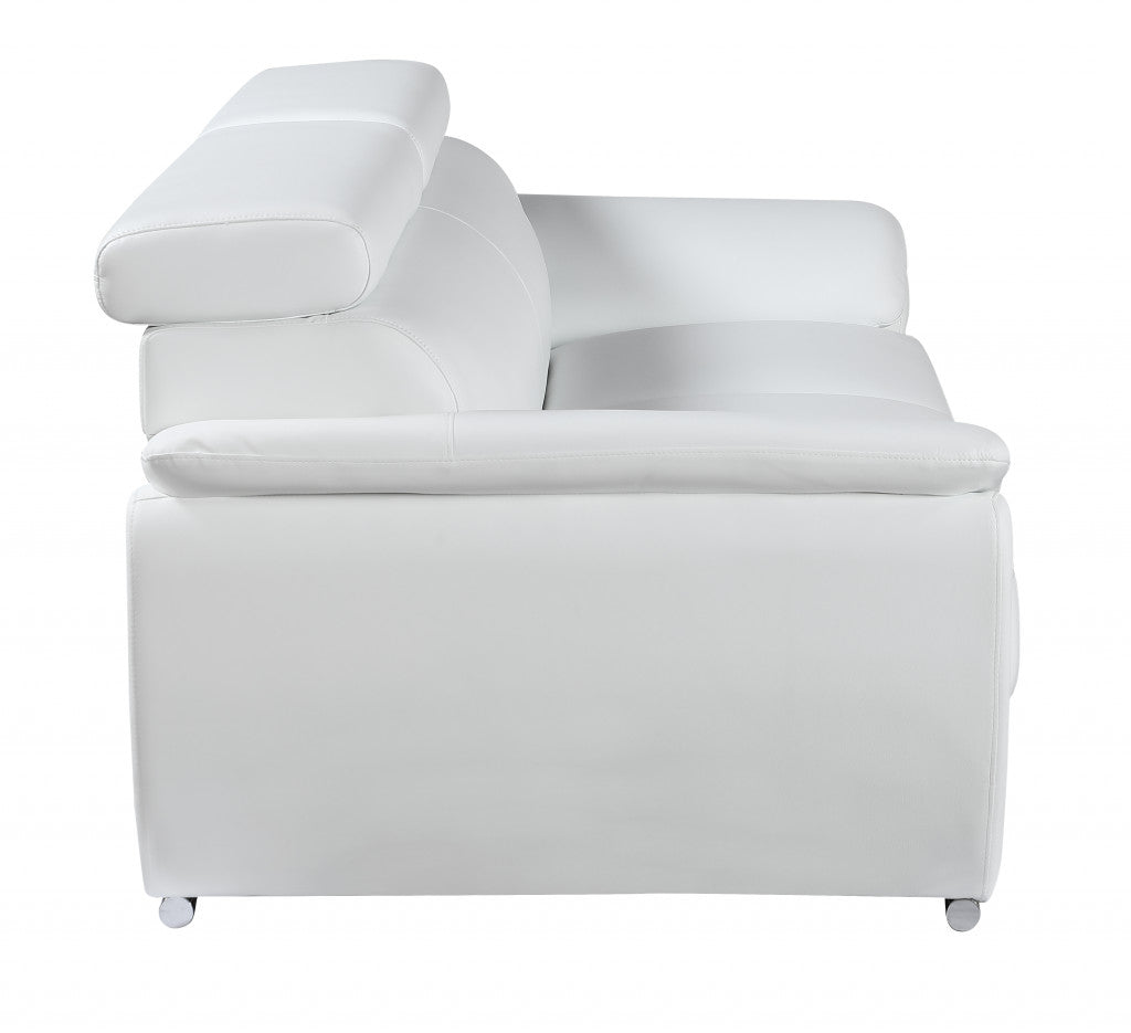 86" Captivating White Leather Sofa By Homeroots | Sofas | Modishstore - 4