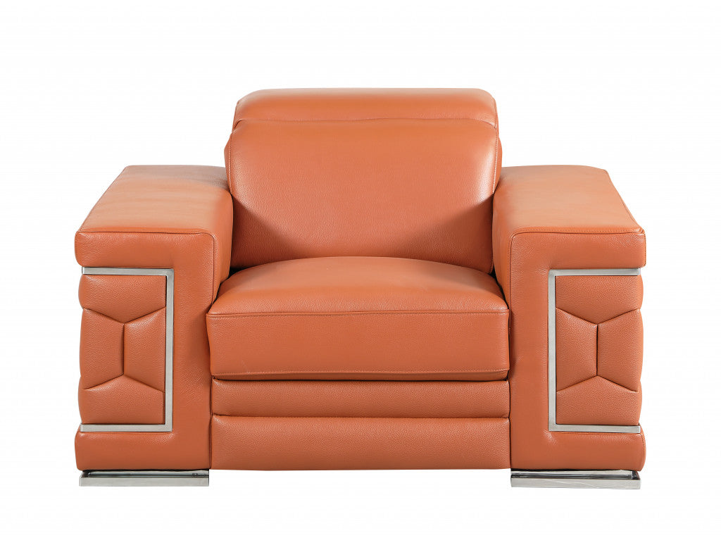 114" Sturdy Camel Leather Sofa Set By Homeroots | Sofa Set | Modishstore - 3