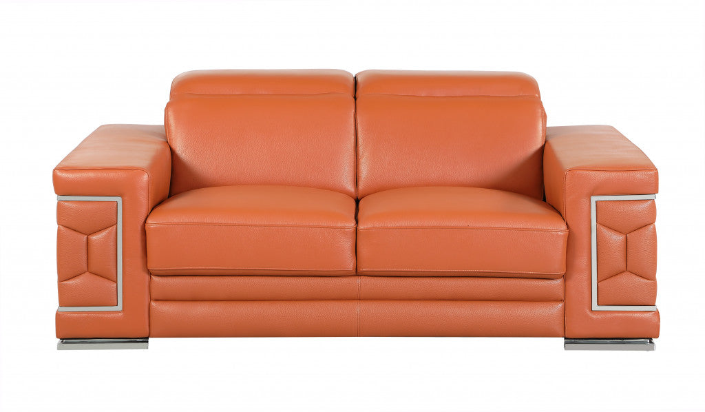114" Sturdy Camel Leather Sofa Set By Homeroots | Sofa Set | Modishstore - 4