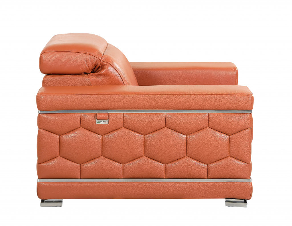 114" Sturdy Camel Leather Sofa Set By Homeroots | Sofa Set | Modishstore - 6