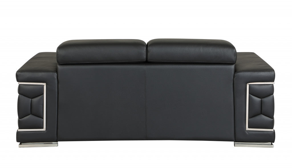 71" Sturdy Black Leather Loveseat By Homeroots | Loveseats | Modishstore - 4