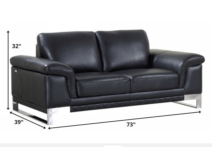 96" Lovely Black Leather Sofa Set By Homeroots | Sofa Set | Modishstore - 2