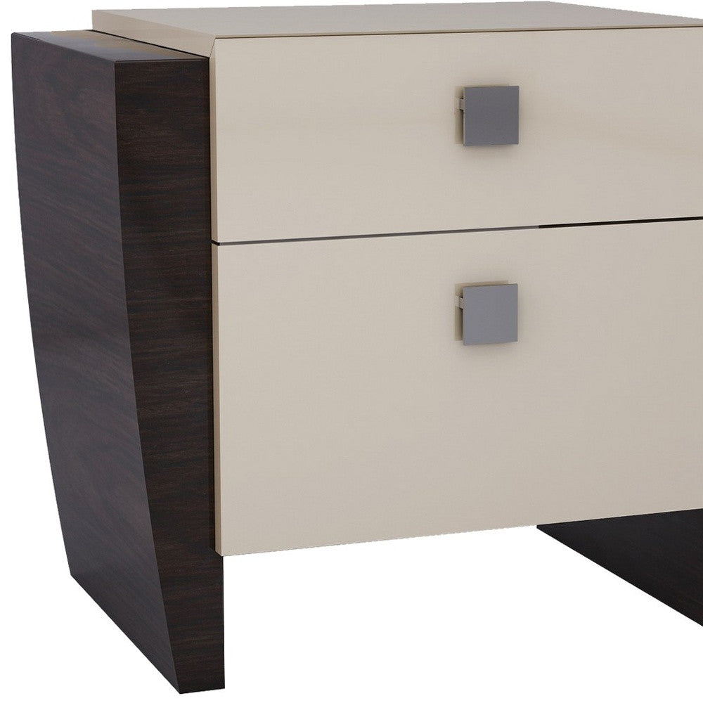 22" Refined Beige High Gloss Nightstand By Homeroots | Nightstands | Modishstore - 3