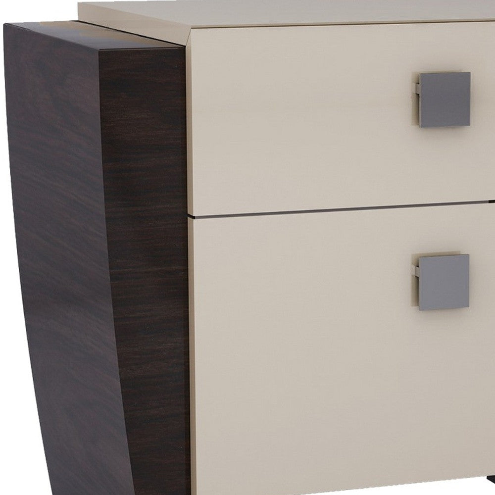 22" Refined Beige High Gloss Nightstand By Homeroots | Nightstands | Modishstore - 4