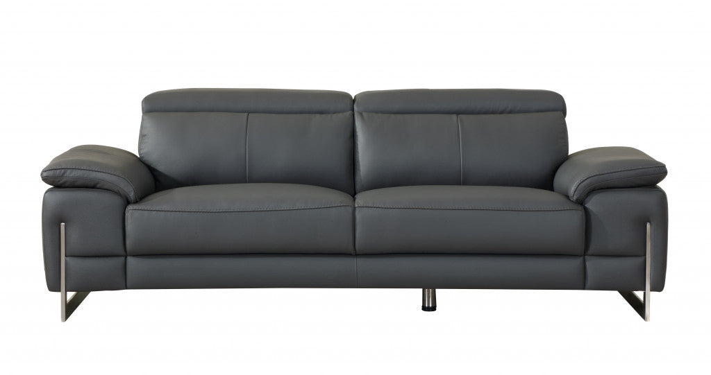 31" Tasteful Dark Grey Leather Sofa By Homeroots | Sofas | Modishstore