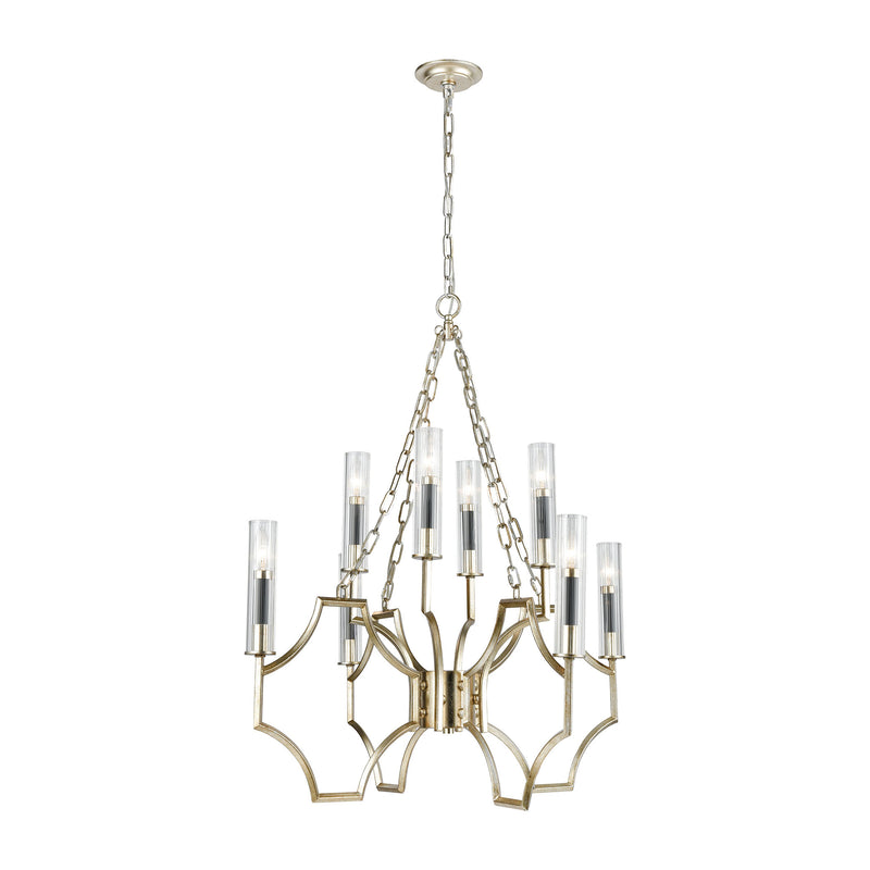 Sylvanna 8-Light Chandelier in Antique Silver Leaf and Dark Graphite with Clear Crystal ELK Lighting | Chandeliers | Modishstore