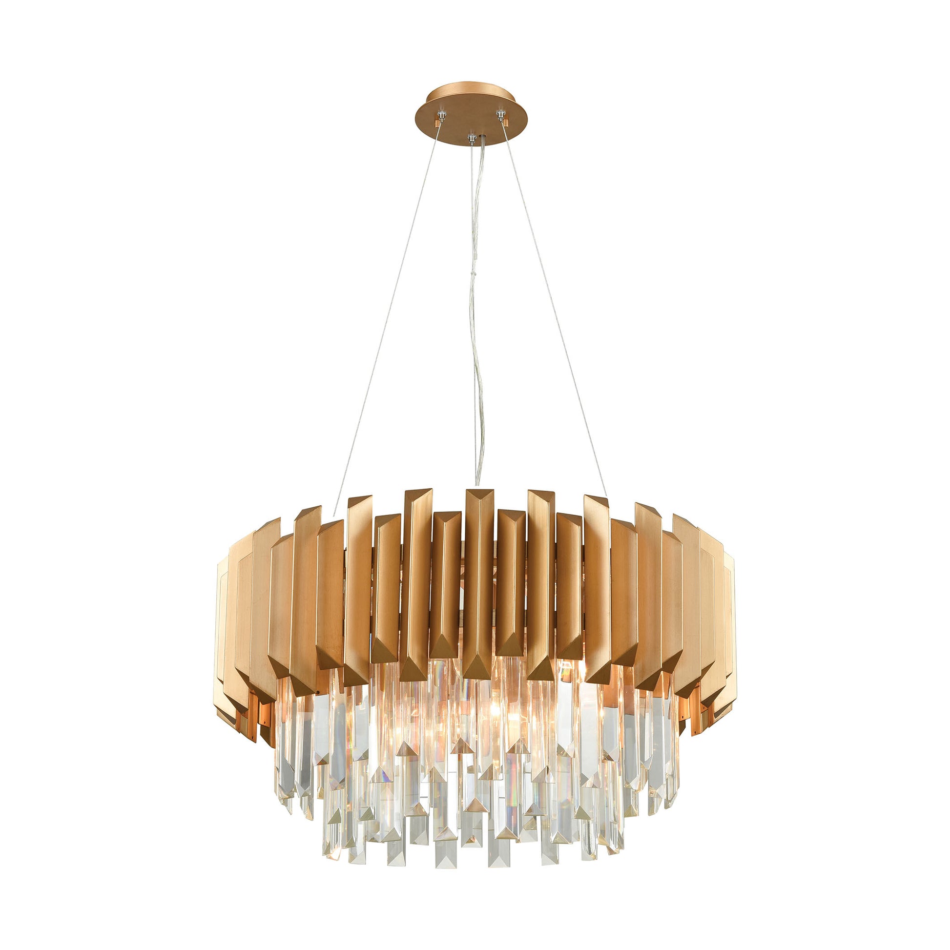 Seneca Falls 6-Light Chandelier in Matte Gold with Crystal ELK Lighting | Chandeliers | Modishstore