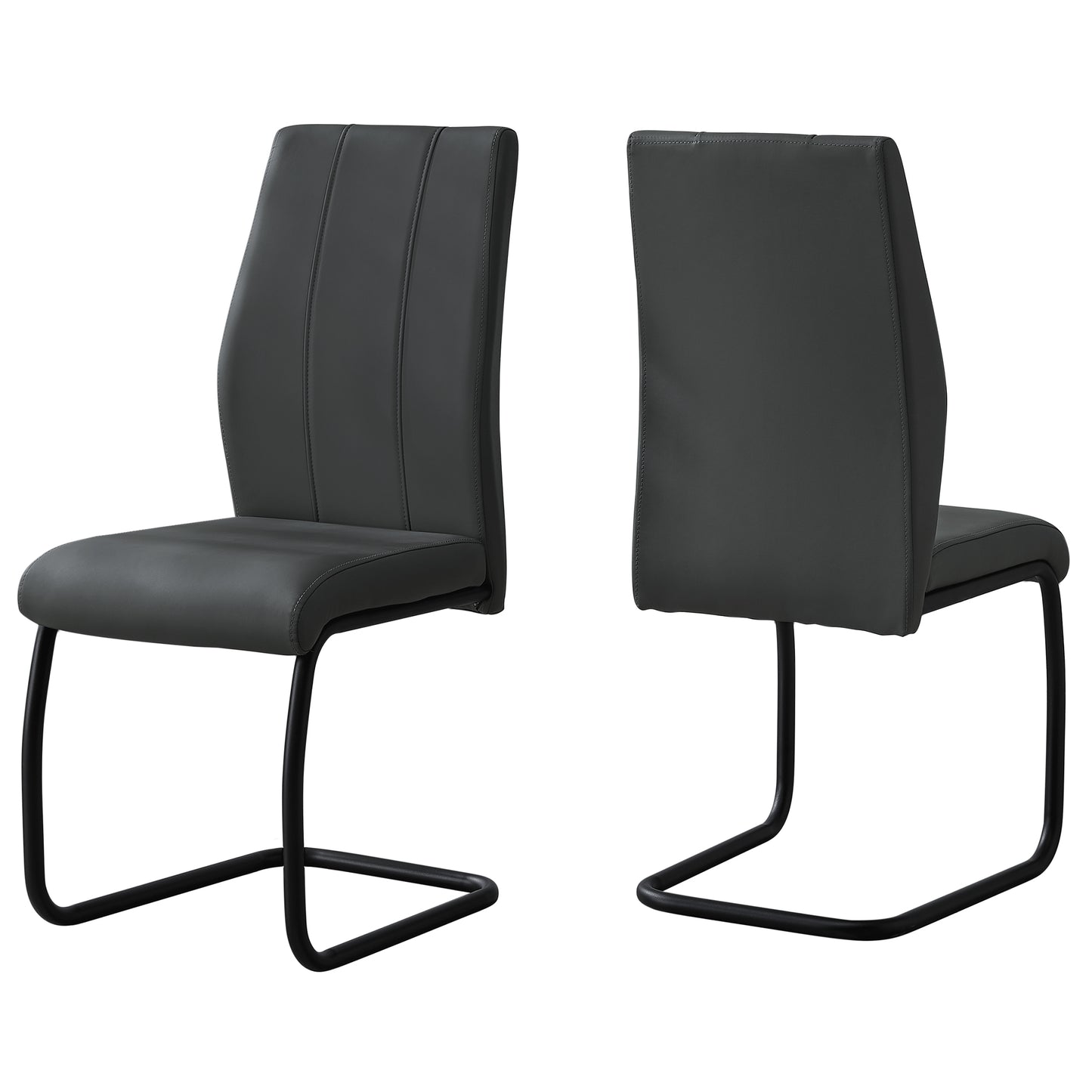 Grey Black Foam Metal Leather Look Dining Chairs 2Pcs By Homeroots | Dining Chairs | Modishstore - 2