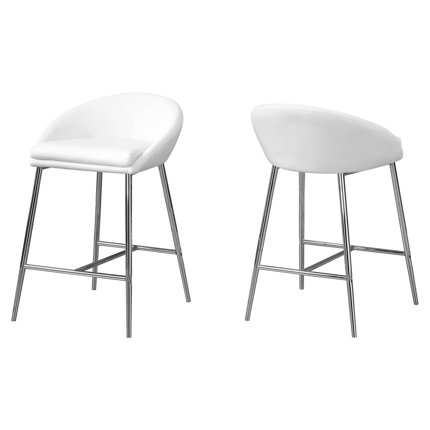 White Foam Metal Leatherlook Barstool 2Pcs By Homeroots | Bar Stools | Modishstore - 2