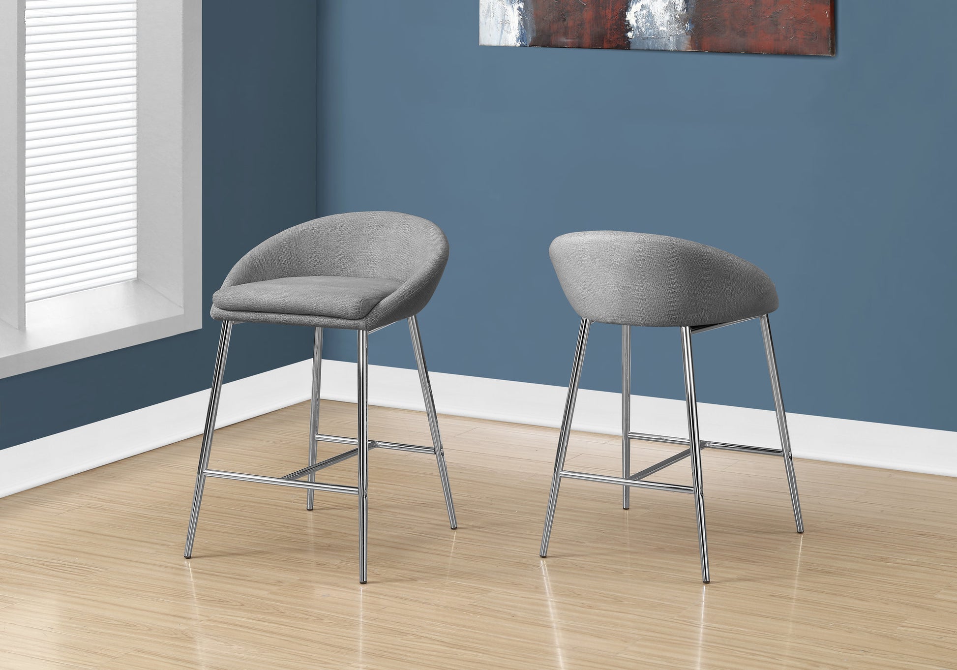 Grey Foam Metal Polyester Barstool 2Pcs By Homeroots | Bar Stools | Modishstore