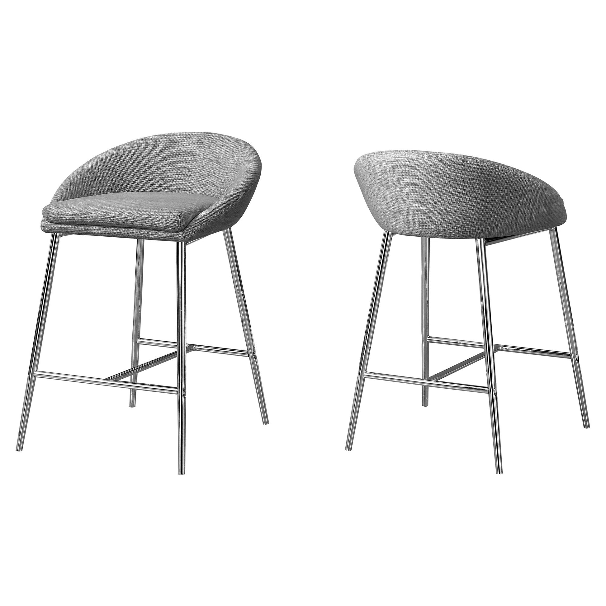 Grey Foam Metal Polyester Barstool 2Pcs By Homeroots | Bar Stools | Modishstore - 2