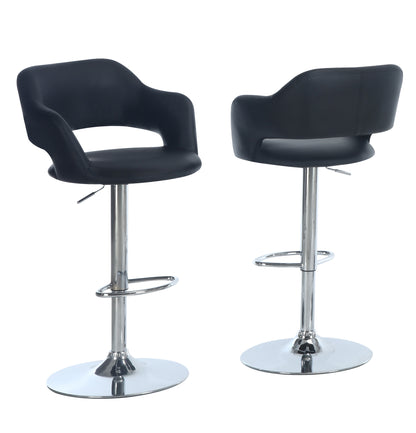 Black Foam Metal Leather Look Barstool By Homeroots - 332763 | Bar Stools | Modishstore - 2