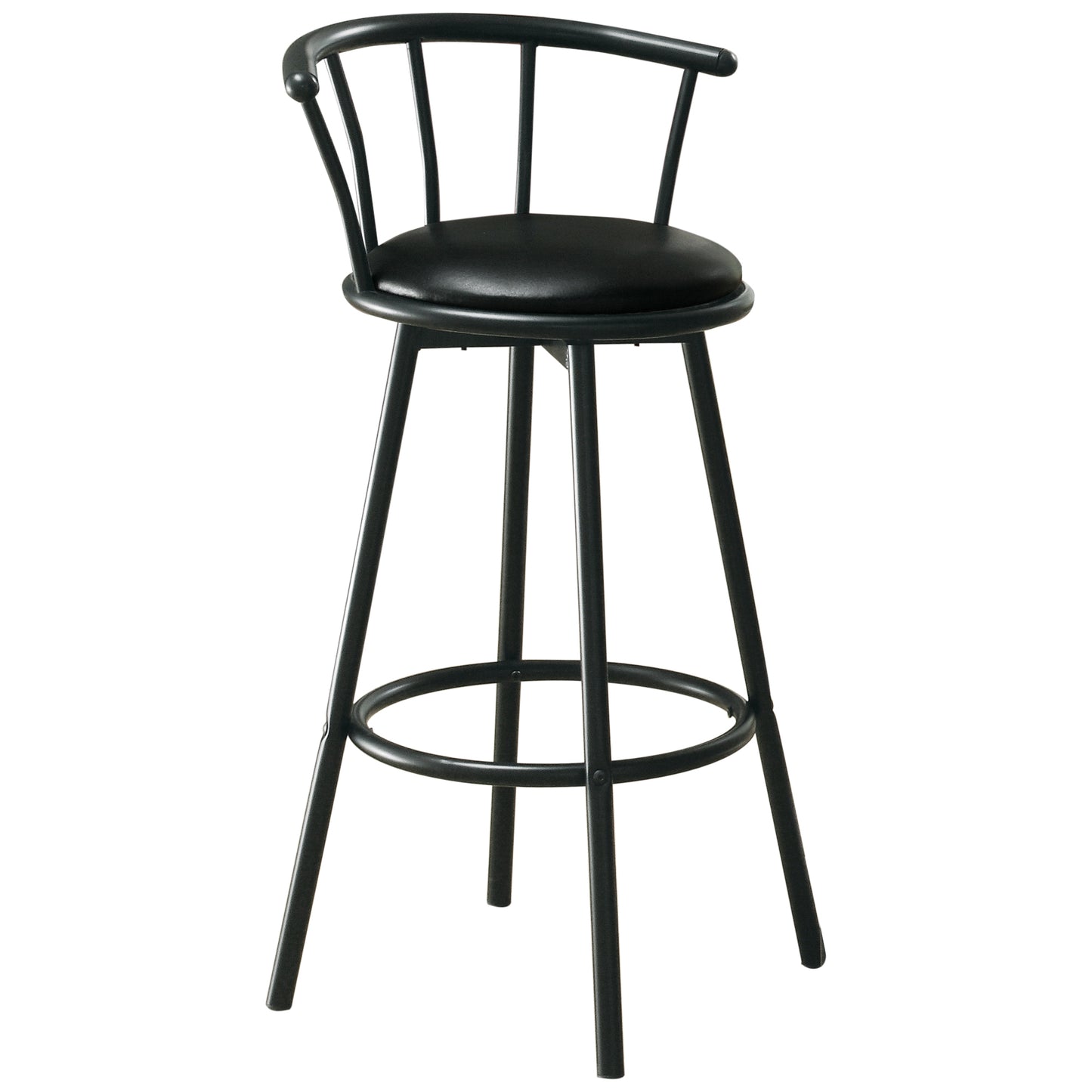 Black Metal Foam Leather Look Barstool By Homeroots | Bar Stools | Modishstore - 2