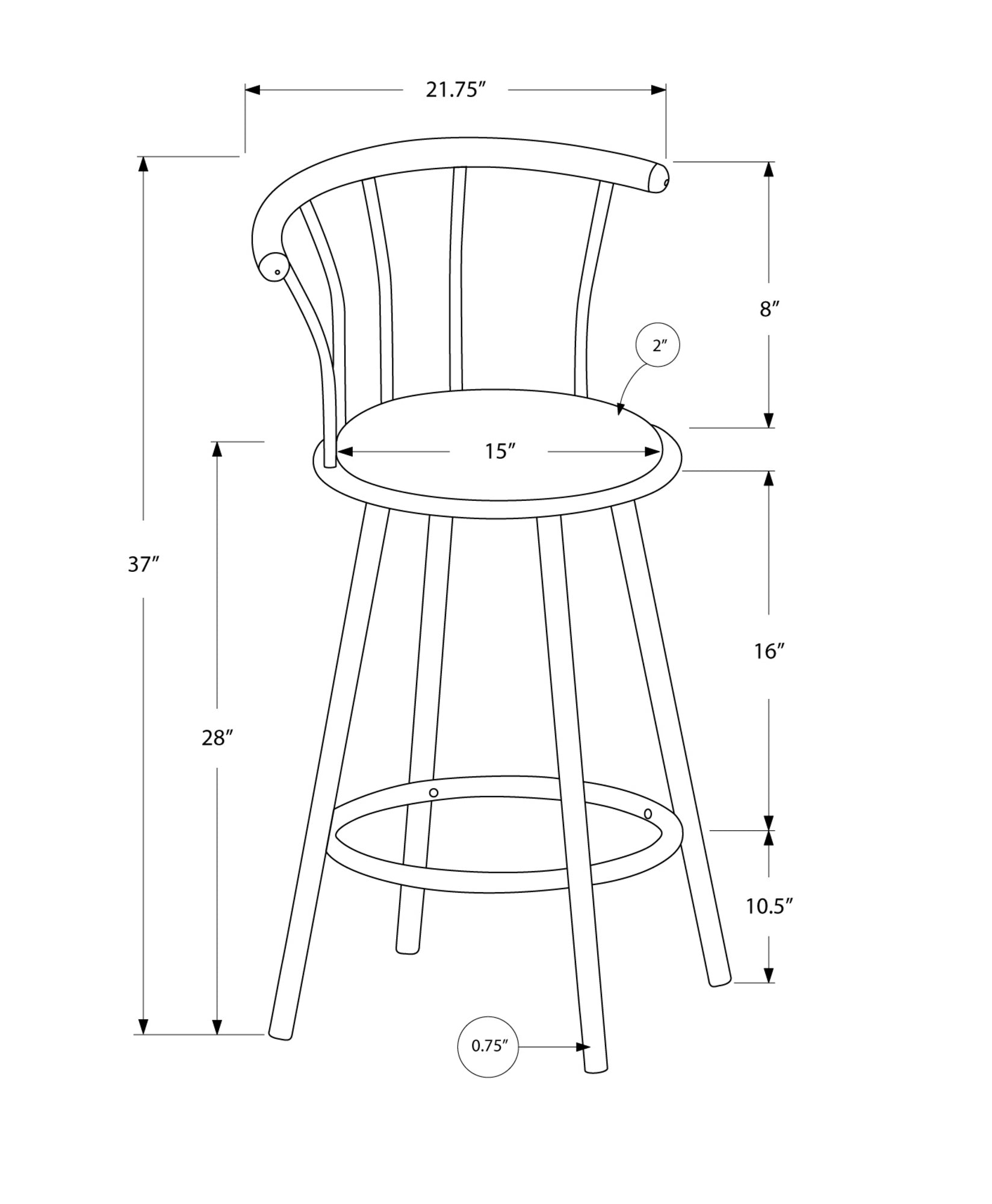 Black Metal Foam Leather Look Barstool By Homeroots | Bar Stools | Modishstore - 3