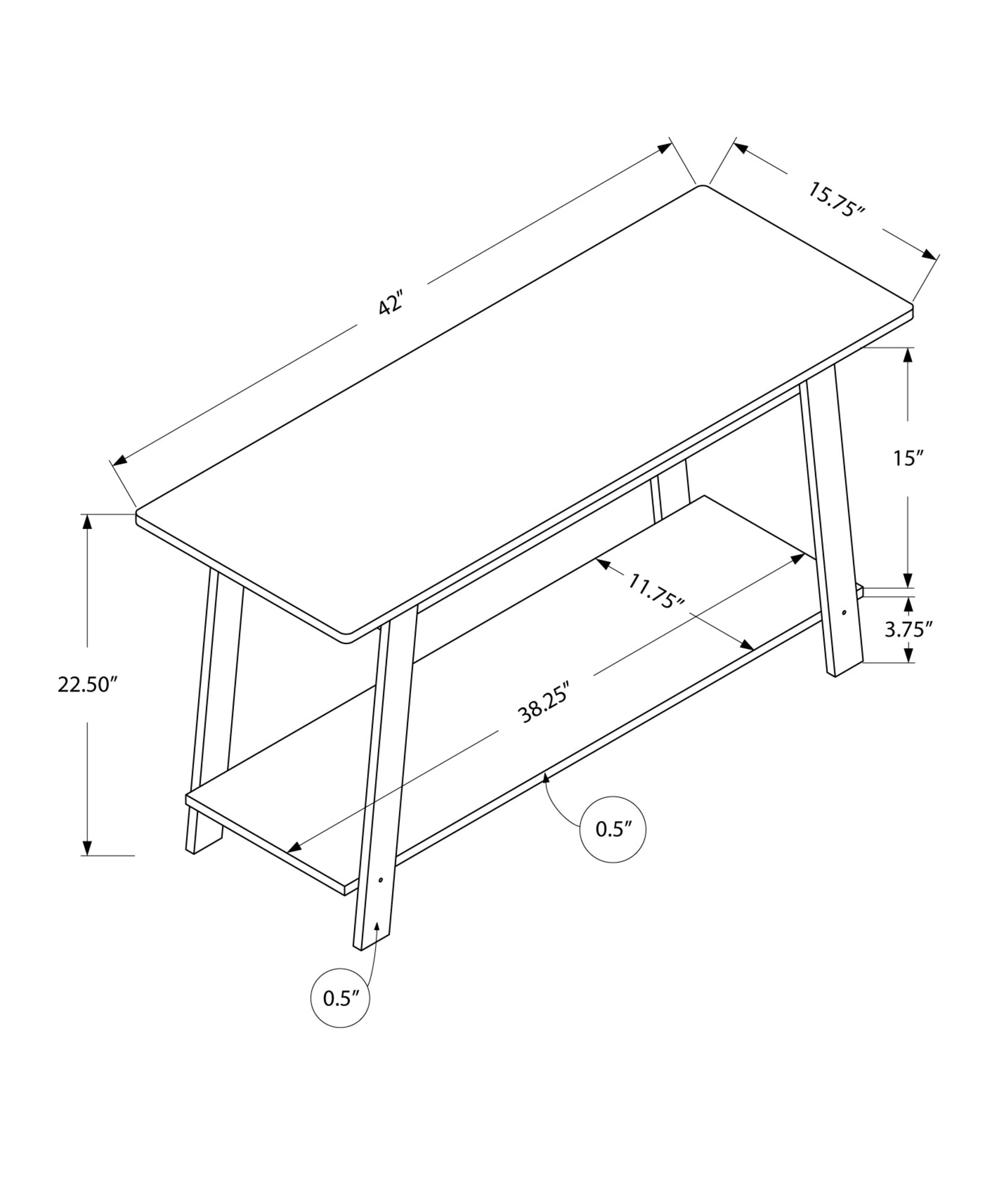 15.75" X 42" X 22.5" Dark Taupe Particle Board Laminate TV Stand By Homeroots | TV Stands | Modishstore - 3