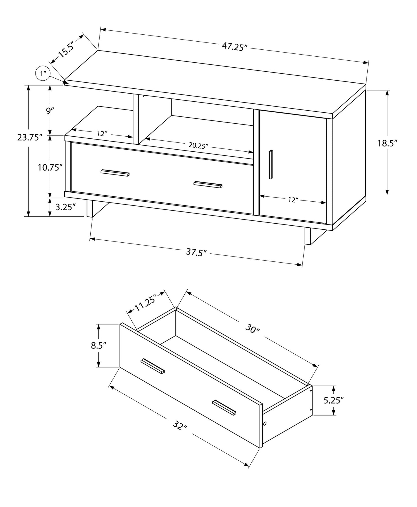 White Particle Board Hollow Core TV Stand with Storage By Homeroots | TV Stands | Modishstore - 3