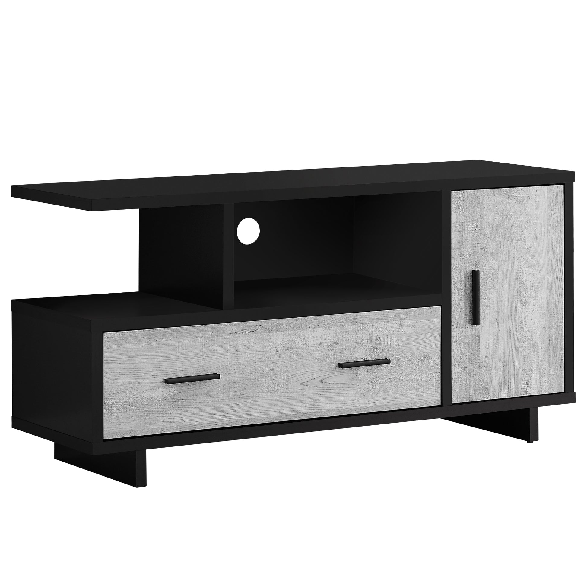 23.75" Black And Grey Particle Board Laminate And Mdf TV Stand With Storage By Homeroots | TV Stands | Modishstore - 2