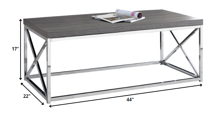 X Trestle Gray and Chrome Coffee Table By Homeroots | Coffee Tables | Modishstore - 2