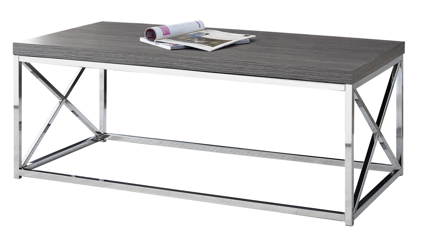 X Trestle Gray and Chrome Coffee Table By Homeroots | Coffee Tables | Modishstore - 3