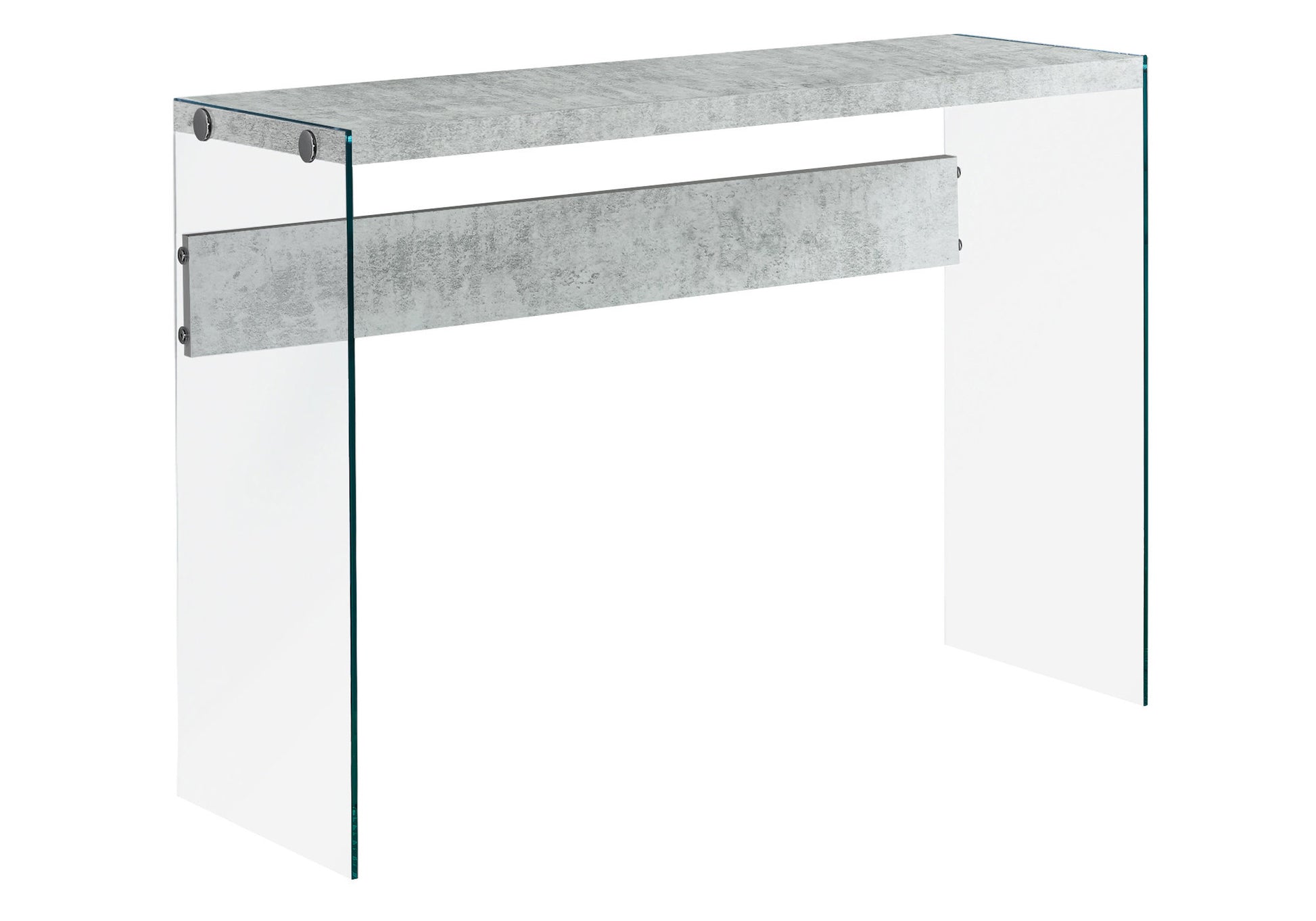 32" Grey Cement Particle Board and Clear Tempered Glass Accent Table By Homeroots | Console Tables | Modishstore - 2