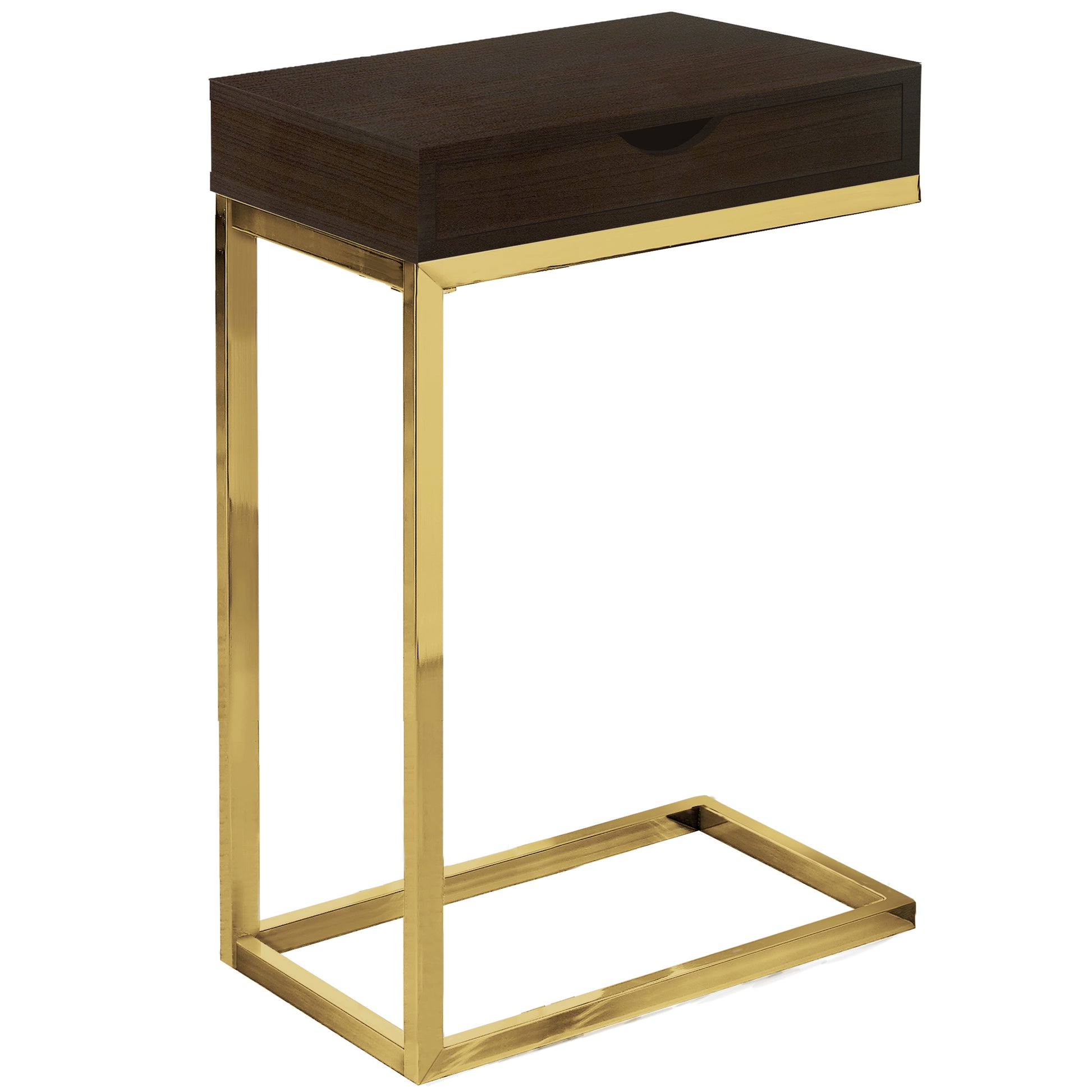 Cappuccino Finish and Gold Laminated Drawer Accent Table By Homeroots | Accent Tables | Modishstore