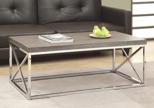 X Trestle Dark Taupe and Chrome Coffee Table By Homeroots | Coffee Tables | Modishstore