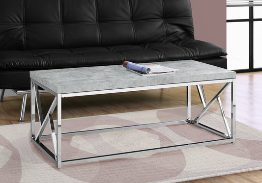 Industrial Chic Gray Faux Cement and Chrome Coffee Table By Homeroots | Coffee Tables | Modishstore