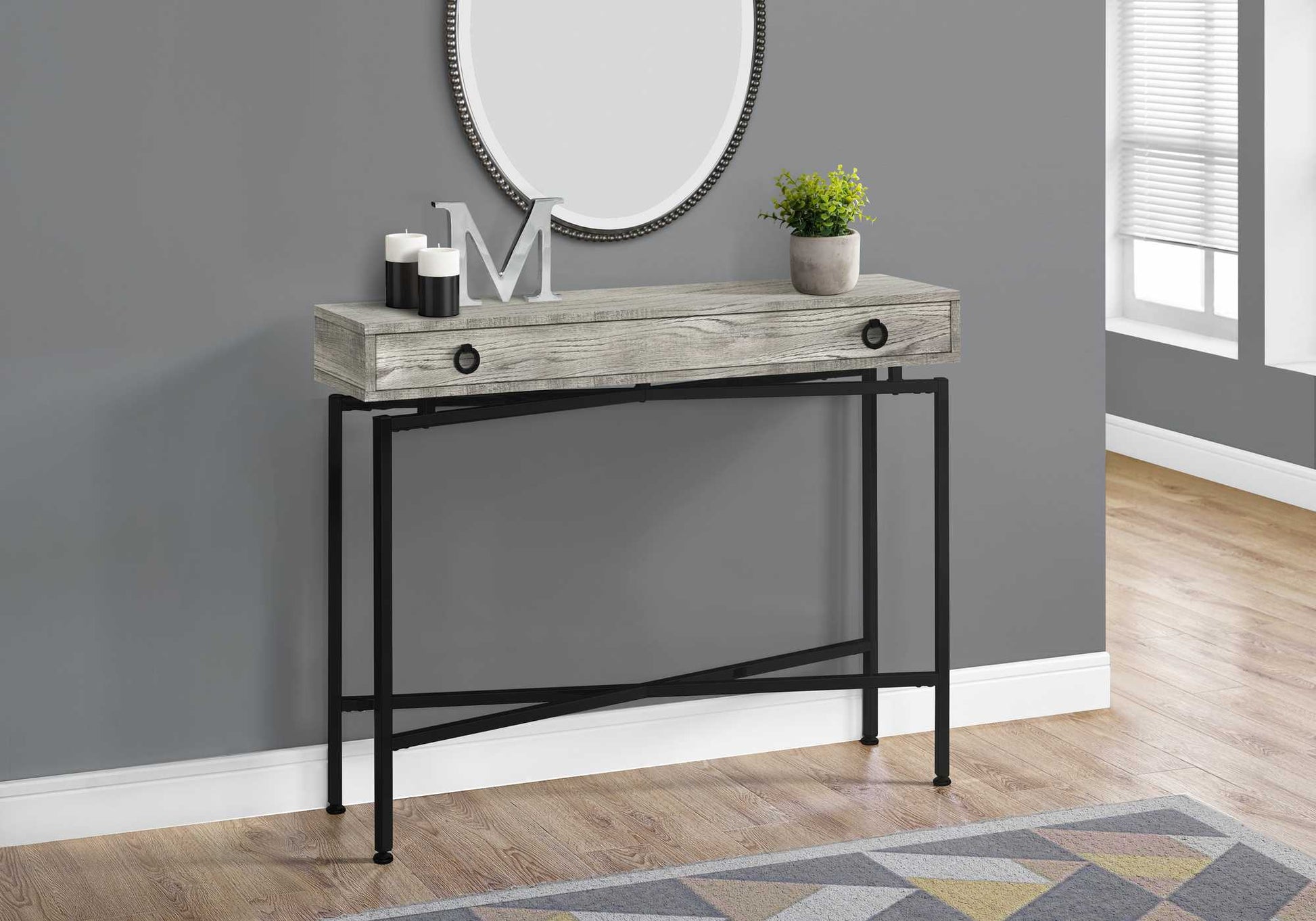 43" Gray And Black Cross Leg Console Table By Homeroots | Console Tables | Modishstore