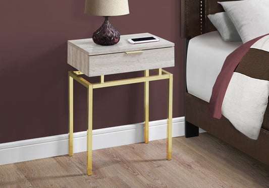 23" Gold And Beige End Table With Drawer By Homeroots | End Tables | Modishstore