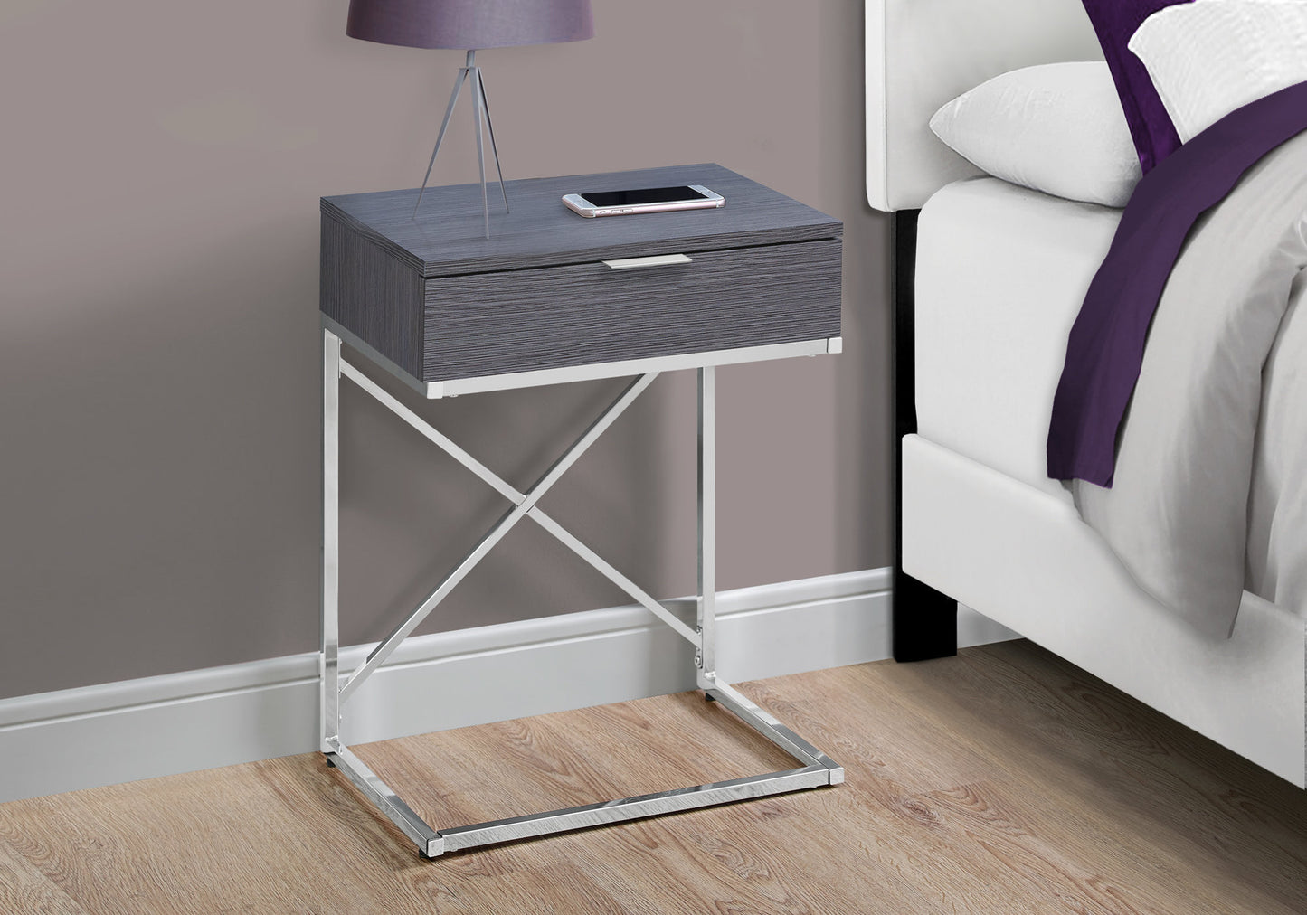 Grey Finish Metal Accent Table By Homeroots | Accent Tables | Modishstore - 2