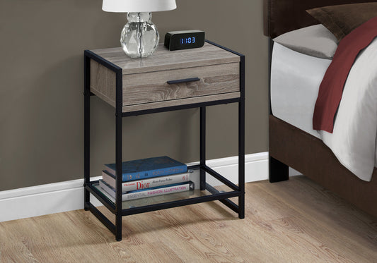 22" Black And Deep Taupe End Table With Drawer And Shelf By Homeroots | End Tables | Modishstore