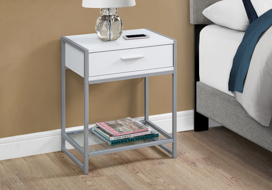 22" White End Table With Drawer And Shelf By Homeroots | End Tables | Modishstore